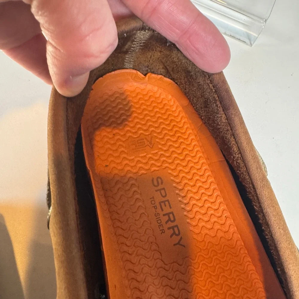 Sperry Top-Sider Boat Shoes Mens 10 Tan Leather Moc Toe Loafers Preppy Old Money